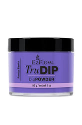 Front facing EzFlow TruDIP Fancy Pantz 2 ounce glass container capped with a black cover